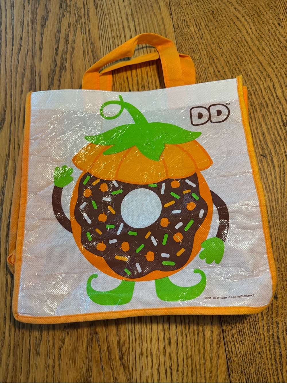 2011 Dunkin Donuts Pumpkin Kids Orange Donut Character Tote Trick or Treat Bag